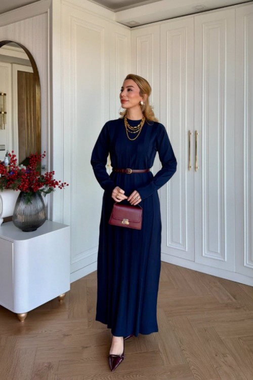 Arzu Triko Elbise Lacivert