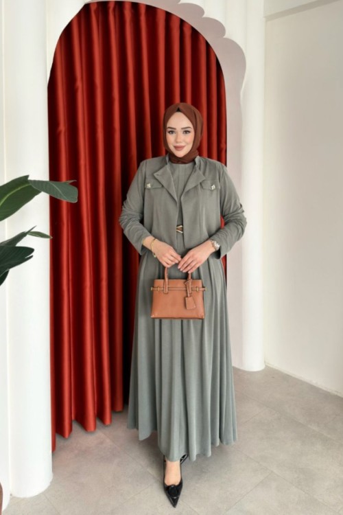 Gülsüm Elbise Haki