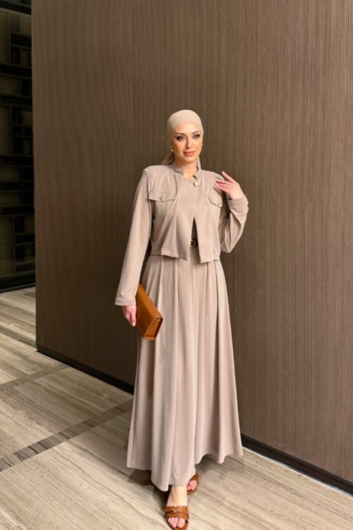 Gülsüm Elbise Vizon