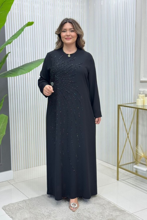 Nilgün Büyük Beden Abiye Siyah