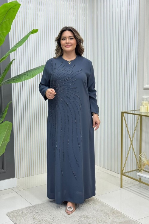 Nilgün Büyük Beden Abiye Gri