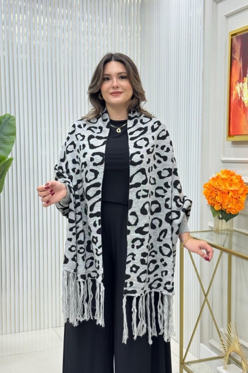 Sınırsız Beden Panço Gri