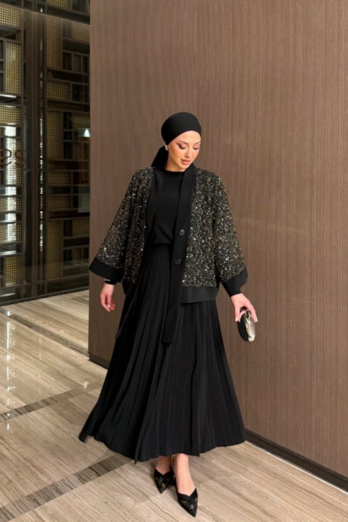 Sündüz Etekli Takım Siyah