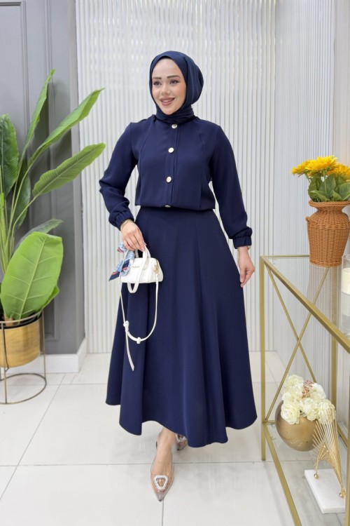 Yasemin Etekli Takım Lacivert