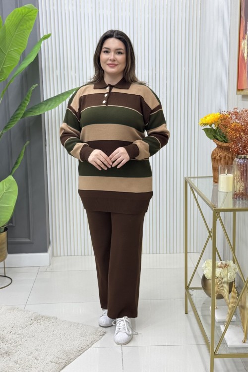 Zerrin Triko Takım Kahverengi